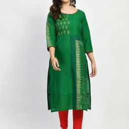 RIYA Ethnic Motifs Printed Pure Cotton Kurta-image-77