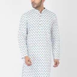 DEYANN Men White Ethnic Motifs Printed Kurta-image-65