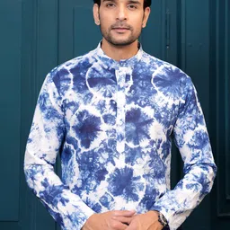 Hatheli Tie & Dye Mandarin Collar Pure Cotton Straight Kurta-picture-20
