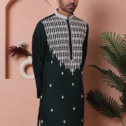 Jompers Men Printed Thread Work Kurta-image-28