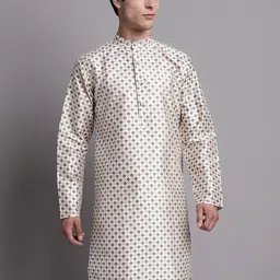 Jompers Ethnic Motifs Printed Band Collar Cotton Silk Kurta-picture-10