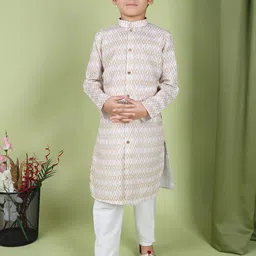TABARD Boys Geometric Woven Design Straight Cotton Kurta-11