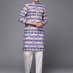 Indo Era Geometric Printed Pure Cotton Kurta-image-25