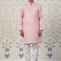 Ode by House of Pataudi Floral Woven Design Straight Kurta-image-63
