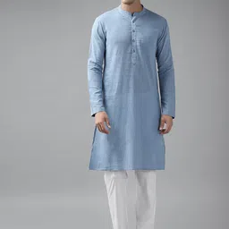See Designs Men Blue Thread Work Kurta-image-73