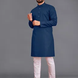 allan peter Band Collar Cotton Kurta-picture-44