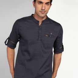 Kuons Avenue Mandarin Collar Cotton Straight Kurta-picture-50