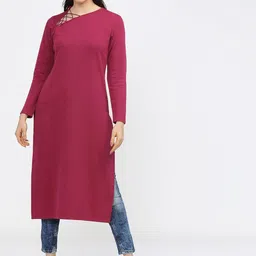 Vishudh Women Pink Solid Straight Kurta-image-38