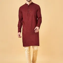 indus route by Pantaloons Men Thread Work Kurta-picture-16