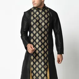DEYANN Men Black & Gold-Toned Ethnic Motifs Kurta-picture-11