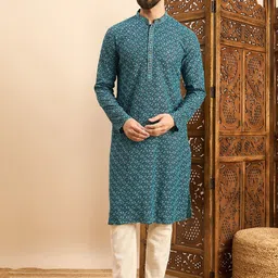 SWAGG INDIA Men Ethnic Motifs Thread Work Kurta-picture-24