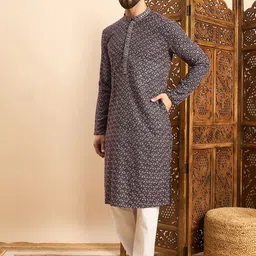 SWAGG INDIA Men Ethnic Motifs Thread Work Kurta-image-99