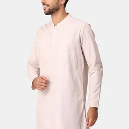 NIRVAAN Men Cream-Coloured Solid Cotton Kurta-picture-42