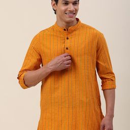 Fabindia Striped Thread Work Cotton Kurta-image-22