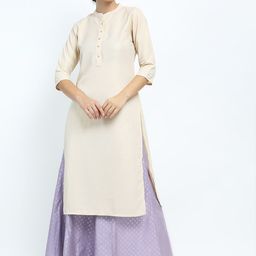 Vishudh Women Cream Straight Kurta-45