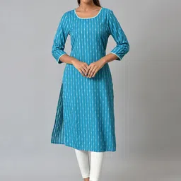 AURELIA Women Green Geometric Striped Kurta-picture-50