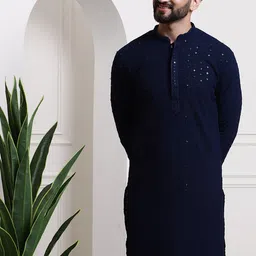 SOJANYA Self Design Thread Work Mandarin Collar Kurta-picture-12
