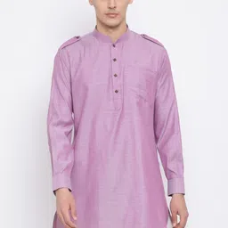 VASTRAMAY Men Purple Solid Kurta-image-56