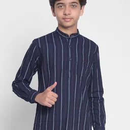 Crimsoune Club Boys Striped Mandarin Collar Pure Cotton Regular Kurta-44
