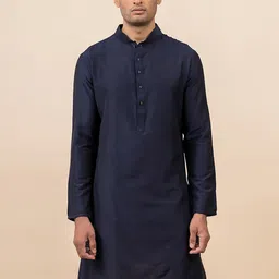 Tasva Men Navy Blue Solid Long Sleeves Kurta-picture-52