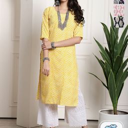 7Threads Selection of 4 Printed Round Neck Straight Kurtas-image-5