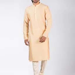 KISAH Men Cream-Coloured Solid Kurta-picture-32