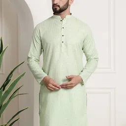 SOJANYA Men Green Dobby Kurta-image-34
