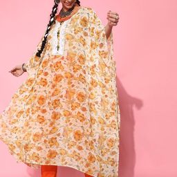 indo street Floral Printed Gotta Patti Kaftan Kurta-image-27