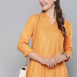 HERE&NOW Women Ethnic Motifs Embroidered Sequined Kurta-picture-17