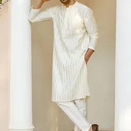 See Designs Striped Embroidered Sequined Straight Kurta-picture-32