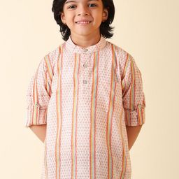 Fabindia Boys Printed Striped Cotton Kurta-image-15
