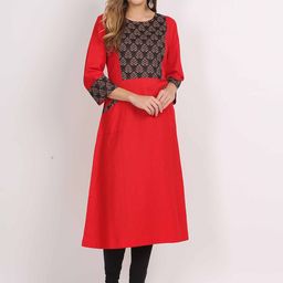 Jivitha Floral Printed Round Neck Cotton Straight Kurta-image-37