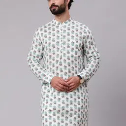 AKS Ethnic Motifs Printed Mandarin Collar Cotton Straight Kurta-image-42