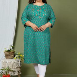Swasti Plus Size Ethnic Motifs Printed Cotton Kurta-image-48