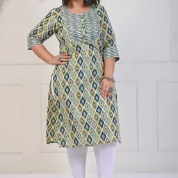 KALINI Plus Size Ethnic Motifs Printed Pure Cotton Kurta-18