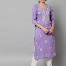 ANGITA Women Geometric Printed Thread Work Floral Kurta-picture-11