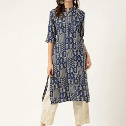 Divena Ethnic Motifs Printed Mandarin Collar Kurta-23