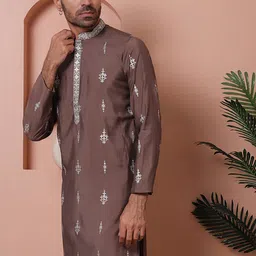 Jompers Men Floral Embroidered Thread Work Floral Kurta-picture-55