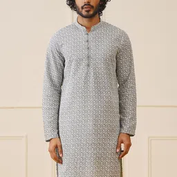 Jompers Floral Embroidered Chikankari Pure Cotton Straight Kurta-52