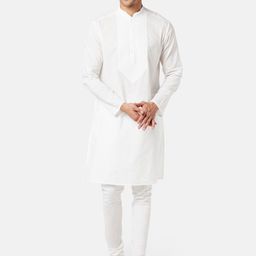 indus route by Pantaloons Men Off White Chikankari Kurta-image-23