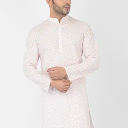 DEYANN Men White Floral Printed Kurta-image-37