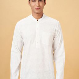 indus route by Pantaloons Embroidered Mandarin Collar Chikankari Short Straight Kurta-picture-33