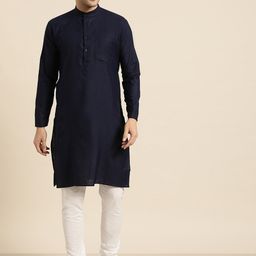SOJANYA Men Navy Blue Thread Work Kurta-image-51