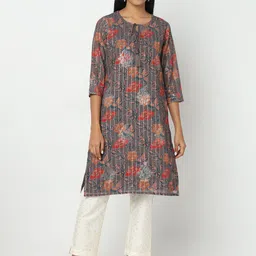 Ethnicity Floral Printed Sequined Straight Kurta-picture-1