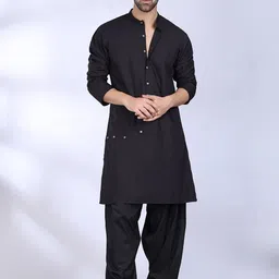 MIDAV Mandarin Collar Curved Placket Cotton Straight Kurta-picture-52