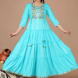 KALINI Women Tiered Floral Yoke Design Anarkali Kurta-picture-57