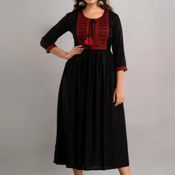 NISHABD Ethnic Motifs Embroidered A-Line Midi Ethnic Dress-image-21