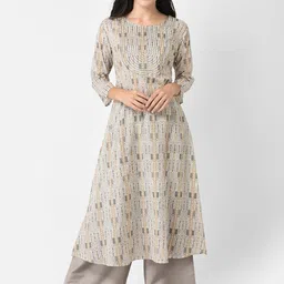 Span Round Neck Three Quarter Sleeves Thread Work Anarkali Cotton Kurta-image-88