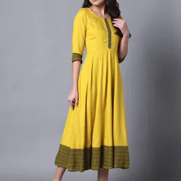 KALINI Geometric Printed Gotta Patti Fit & Flare Midi Ethnic Dress-picture-52