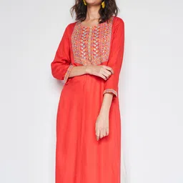 Global Desi Ethnic Motifs Yoke Design Thread Work Kurta-22